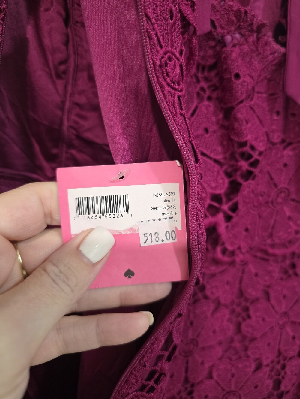 Kate Spade New York Spade Lace Mini Dress Beetjuice Size 14 NWT - Picture 14 of 15